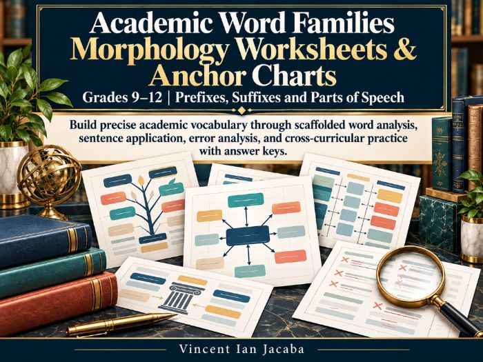 Academic Word Families Morphology Worksheets & Anchor Charts | Grades 9–12