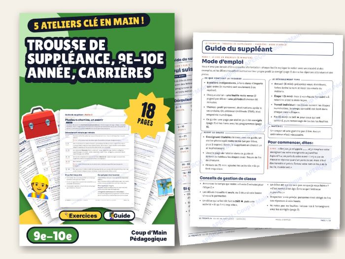 French Career Education Sub Plans Grade 9-10 Resume Interview | Le Tremplin