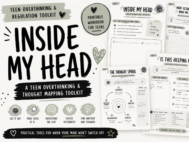 Inside My Head: Teen Overthinking Toolkit (Thought Mapping & Anxiety Support Worksheets)
