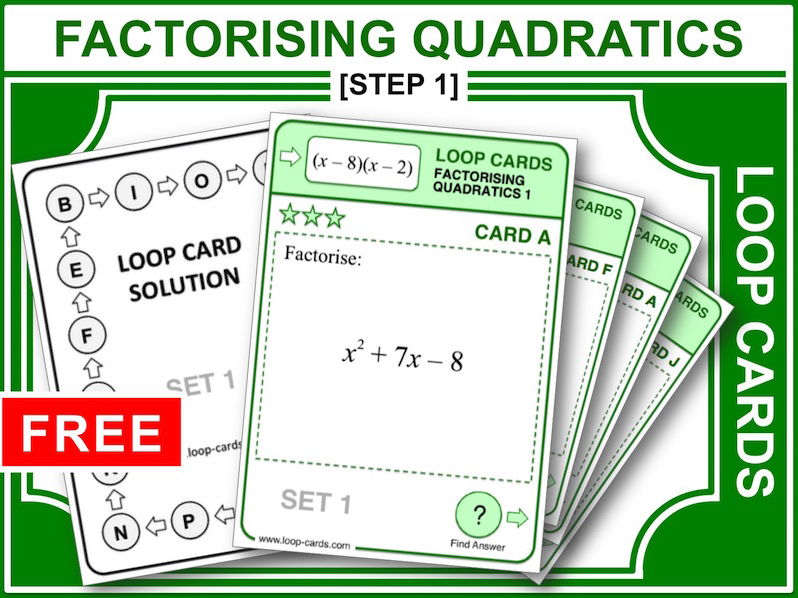 Factorising Quadratics 1 (Loop Cards)