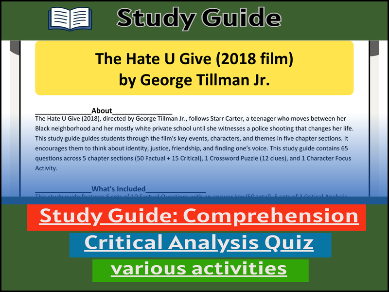Study Guide for : The Hate U Give (2018 film) & Comprehension Test