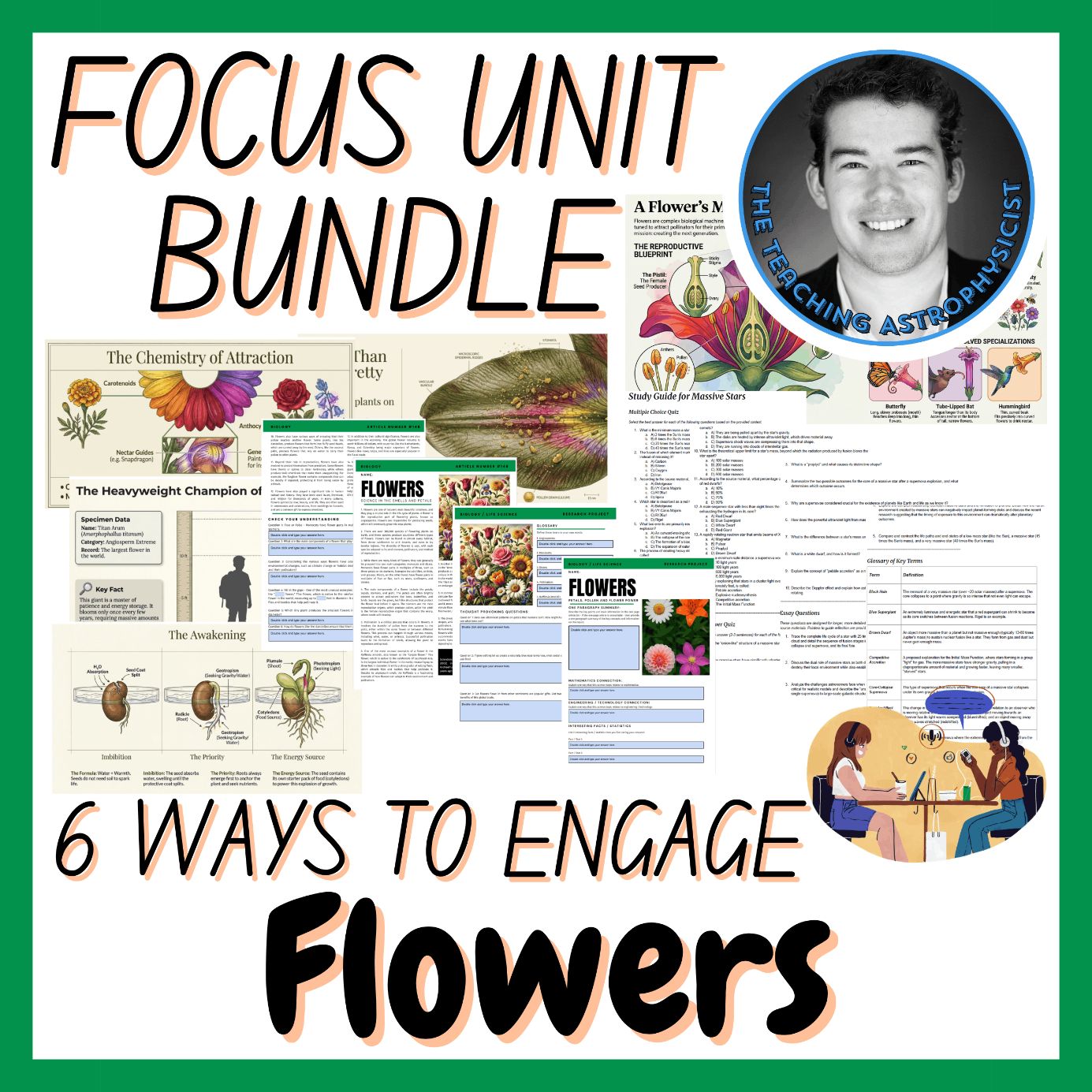 Flowers | Biology | Life Science Focus Unit Bundle | 6 Resources inc. Quiz