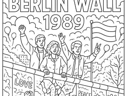 Cold War Fall of the Berlin Wall Mindful Colouring Sheet