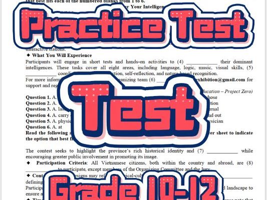 Discover Your Intelligence – English Test (40 MCQs, Gr 9-11) 50min