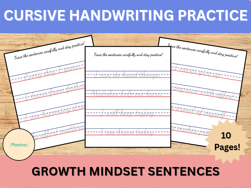 Cursive Handwriting Practice – Growth Mindset Sentences | KS2