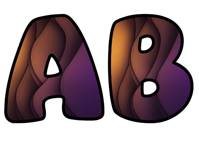 3D Abstract Purples Browns Classroom Display | Lettering Set | Upper & Lowercase, 0-9 and Signs