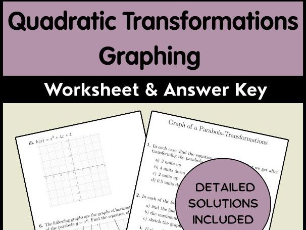 Quadratic Transformations Graphing Worksheet & Answer Key