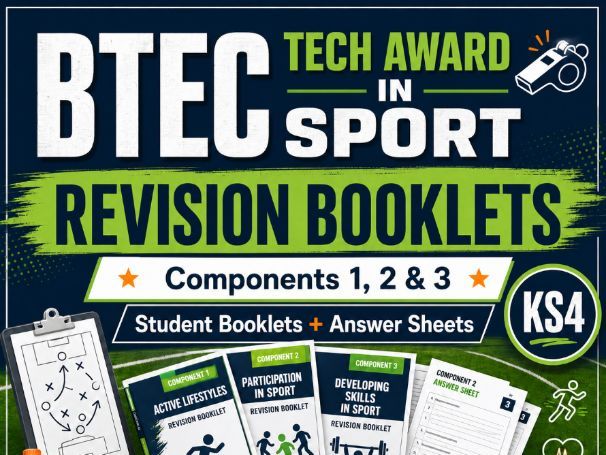 Pearson BTEC Tech Award in Sport Revision Booklets & Answers (Components 1, 2 & 3)