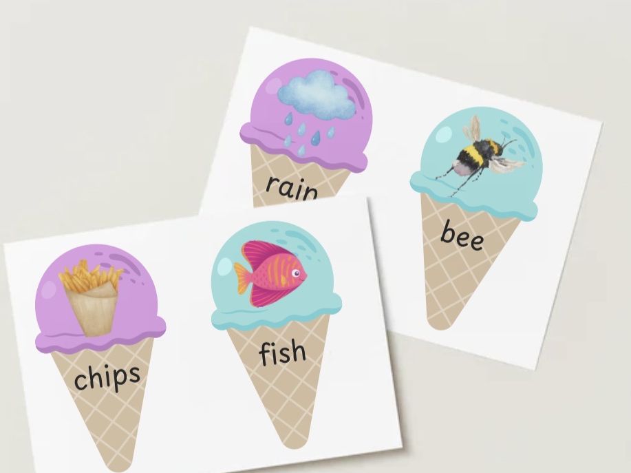 Phase 3 words read and match icecreams