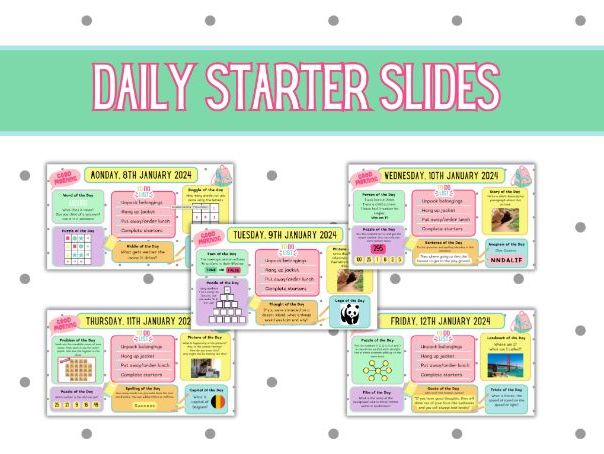 Morning Daily Starter Slides Tasks For February Pastel Themed 