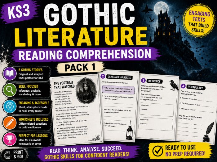 KS3 Gothic Literature Reading Comprehension - Pack 1