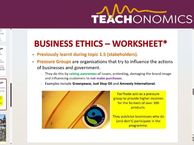 5. Ethics and Business - Topic 2.1 - Edexcel GCSE Business - Theme 2