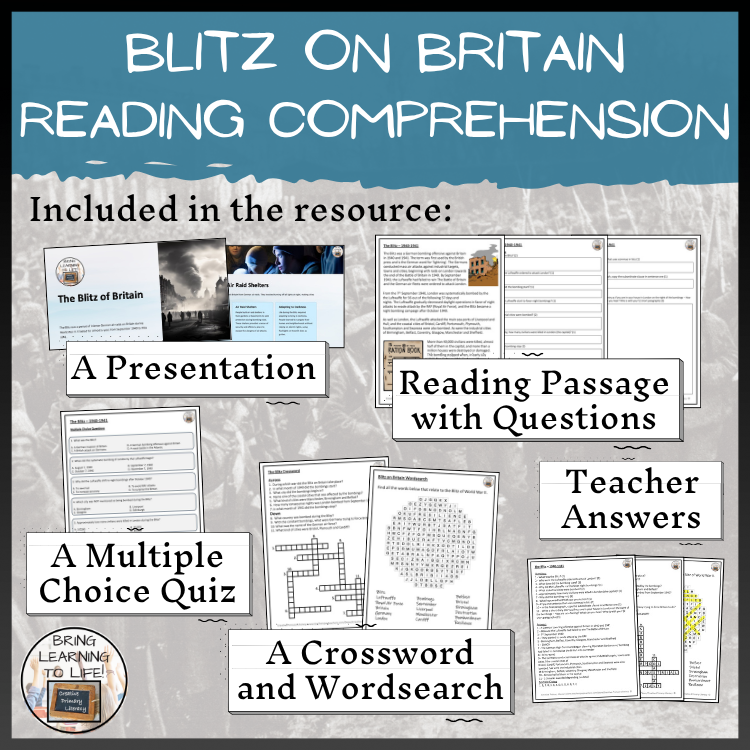 Blitz on Britain World War II Reading Comprehension Activities | Year 5 ...