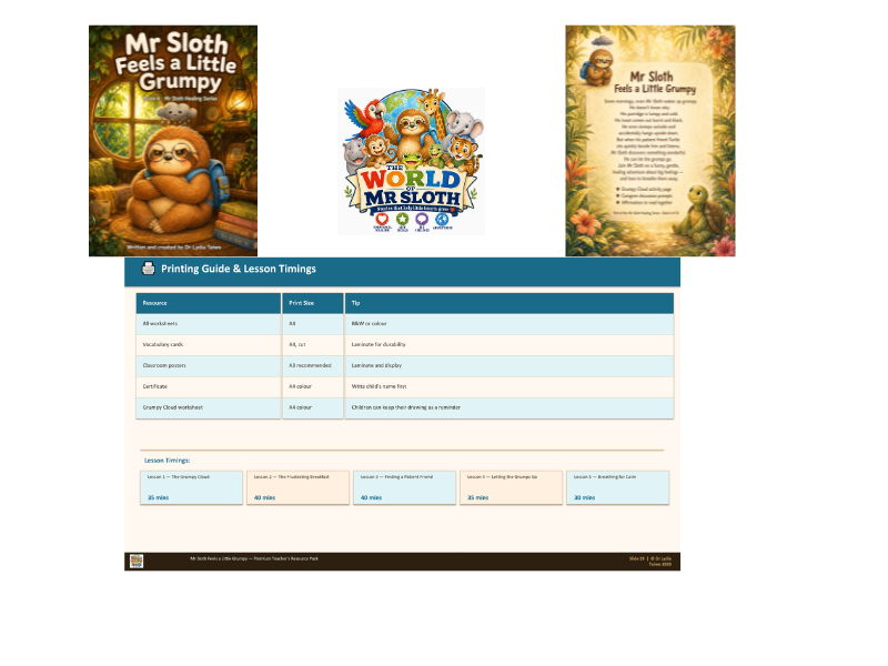 Mr Sloth Feels a Little Grumpy – Premium PSHE & SEL Emotional Regulation EYFS & KS1 & 2 - 5 Lessons
