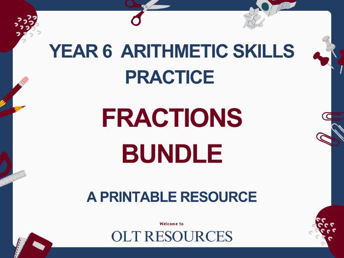 Year 6 Maths Arithmetic One-Page Skills Practice - Fractions Bundle | Printable Resource