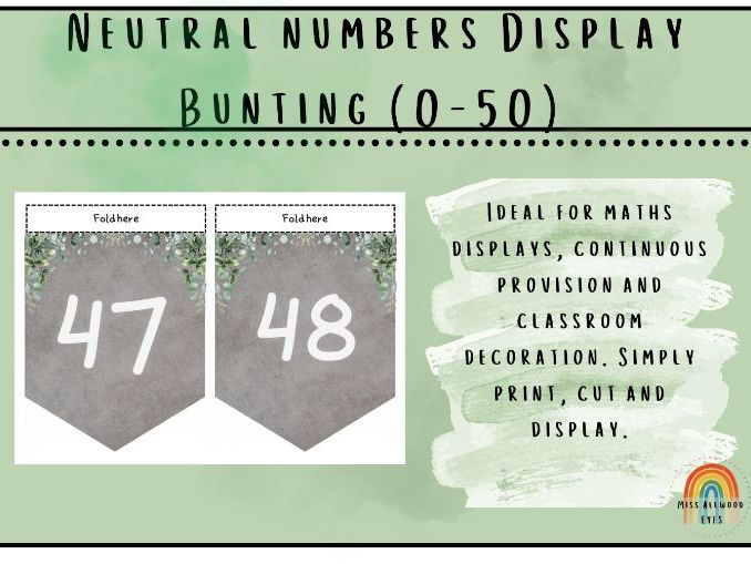 Neutral Number Display Bunting 0–50