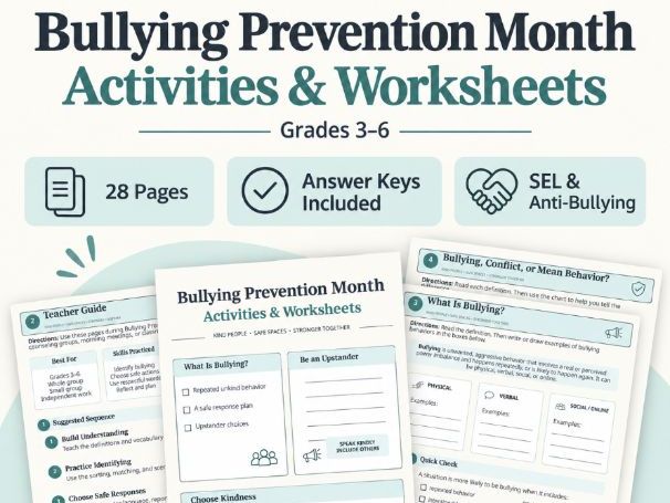 Bullying Prevention Month Activity&Worksheets