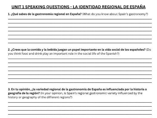 A Level Spanish Knowledge Organiser