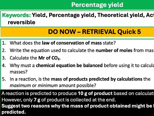 Percentage yield C3