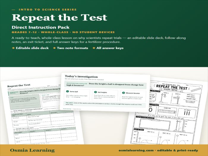 Repeat the Test Direct Instruction Pack