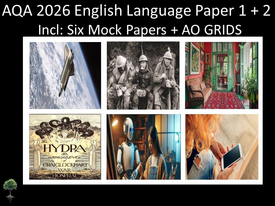 Six AQA 2026 English Language Paper 1 + 2 Mocks | AO GRIDS