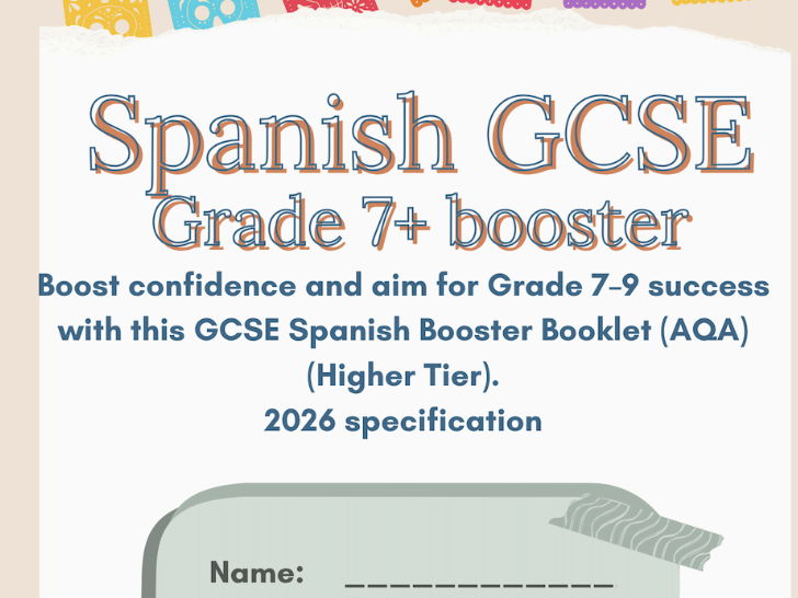 Grade 7+ GCSE Spanish Booster Booklet (AQA)