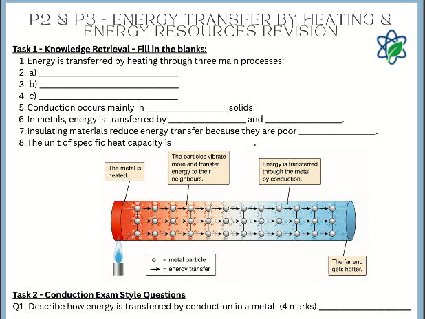 P2 & P3/Energy Transfer & Energy Resources Topic Revision/WAnswers/GCSE/AQA/Combined Science/Physics