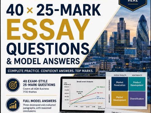 AQA A Level Business: 40 × 25-Mark Essay Questions & Model Answers