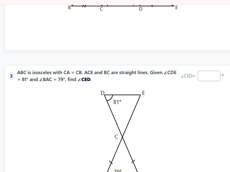 MATHS ANGLES Missing angles in a geometric figure