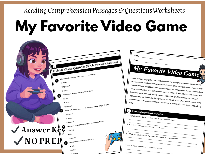 My Favorite Video Game – Reading Comprehension Worksheets