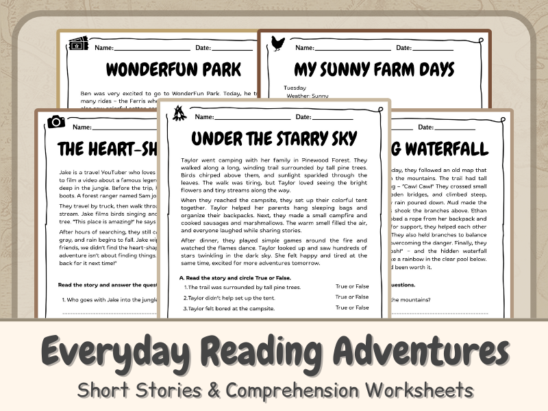 Everyday Reading Adventures: Short Stories & Comprehension Worksheets