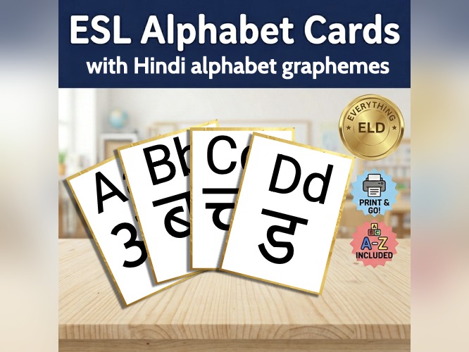 Hindi-English EAL Alphabet Letter Cards