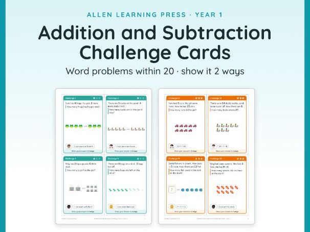 Year 1 Addition and Subtraction Word Problems | Challenge Cards within 20