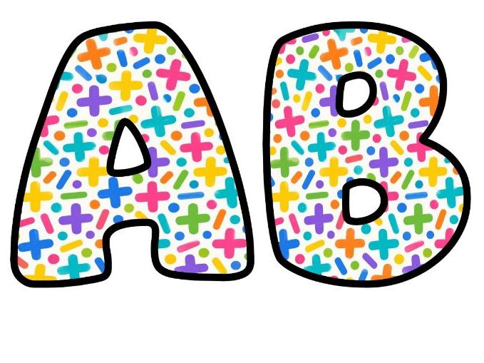 Maths Plus Signs Confetti Bubble Letters | Maths Topic Bulletin Board Letters