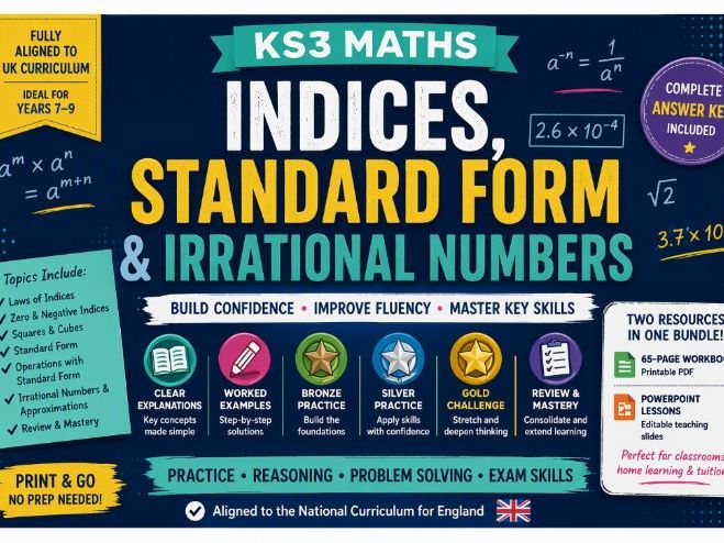 KS3 Maths Workbook: Indices, Standard Form & Irrational Numbers