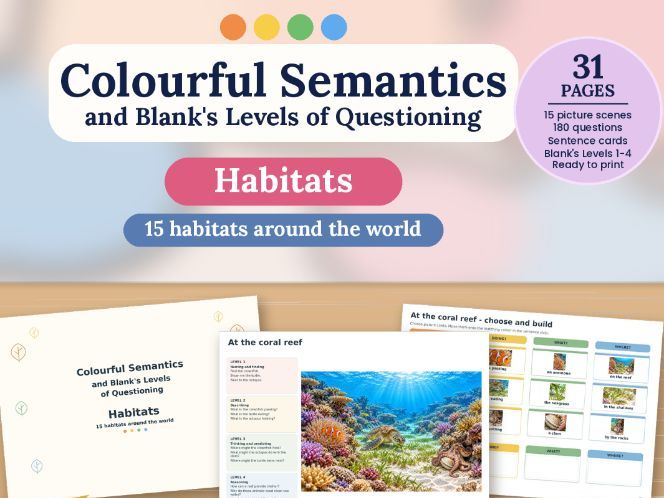 Habitats | Colourful Semantics & Blank’s Levels | Speech and Language | Ready to Print