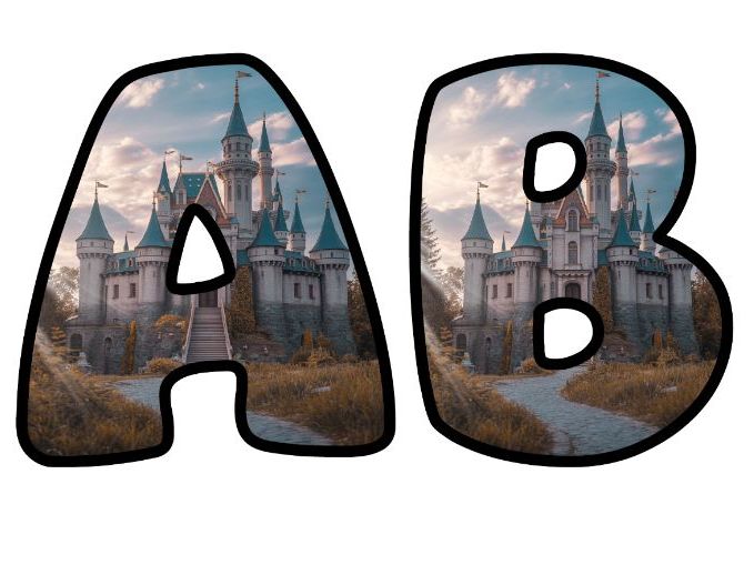 Fairytale Castle Creative Writing Themed Lettering Set | Classroom Display | Upper & Lowercase, 0-9
