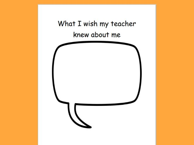 Wellbeing- What I Wish My Teacher Knew About Me