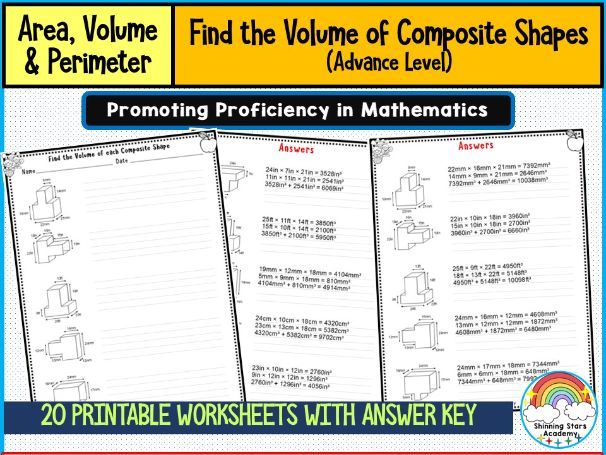 Find the Volume of Composite Shapes (Advanced Level) – Worksheets & Practice Activities