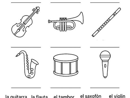 Los Instrumentos Musicales Musical Instruments Spanish Vocab Coloring Sheet