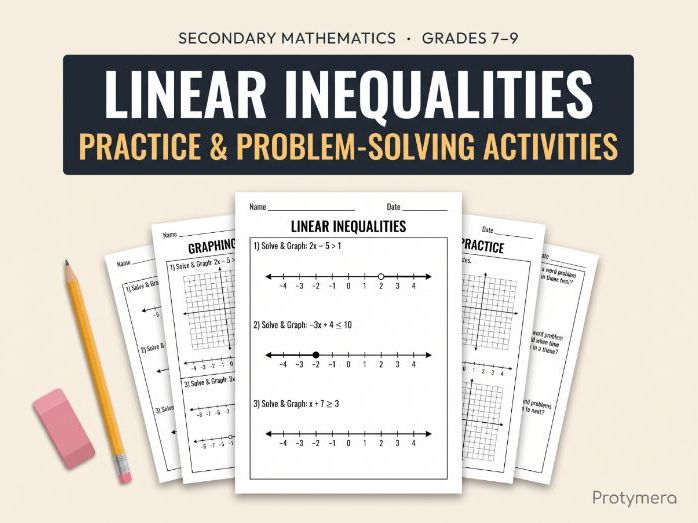 Linear Inequalities Practice & Problem-Solving Activities: Solving, Graphing & Reasoning