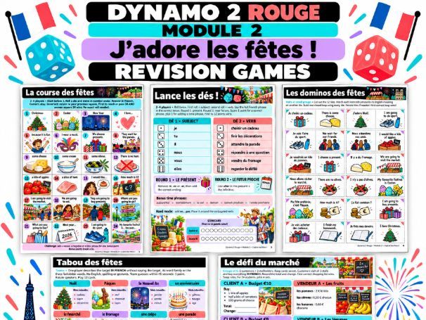 Dynamo 2 Rouge Module 2 – J’adore les fêtes ! French Revision Games Pack