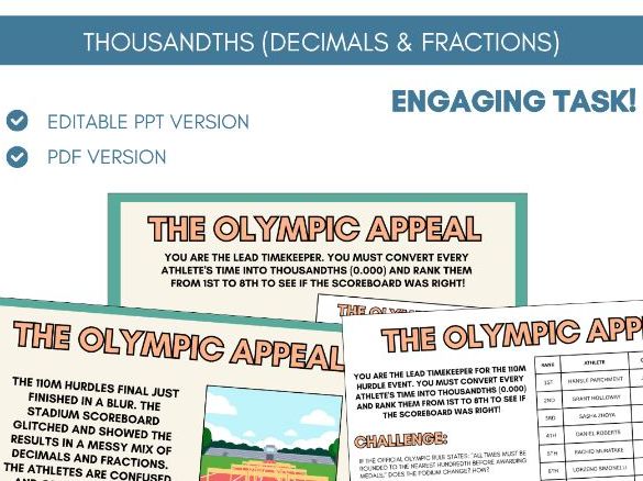 Thousandths | Worksheet Task | Fractions, Decimals & Percentages
