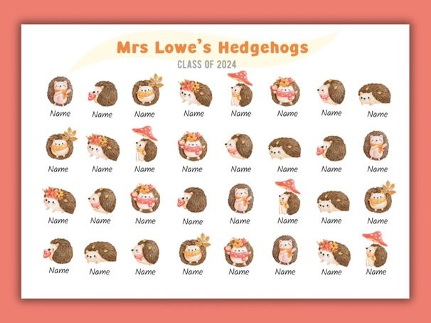 Hedgehogs Class Gift Poster
