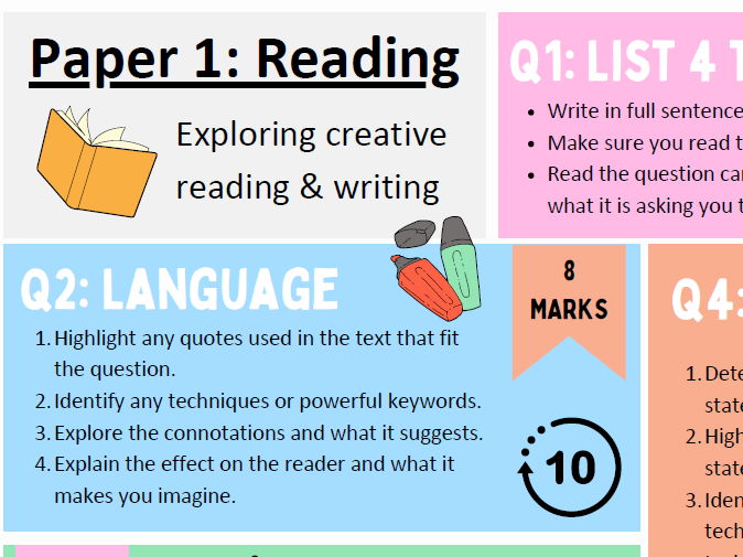 AQA English Language Paper 1 Revision Mat | Teaching Resources