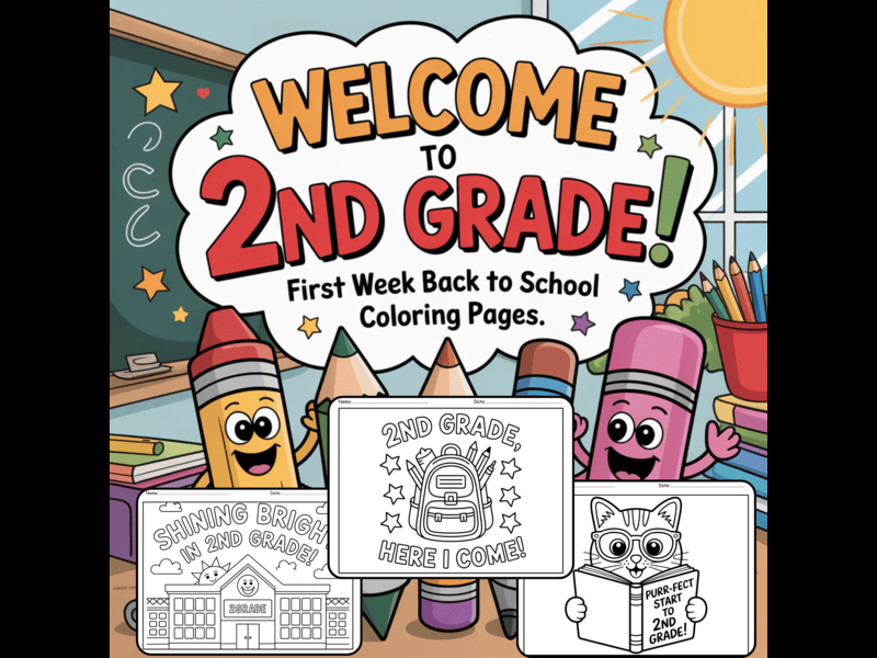 First Week of 2nd Grade Coloring Pages – Back to School for Seconde Grade
