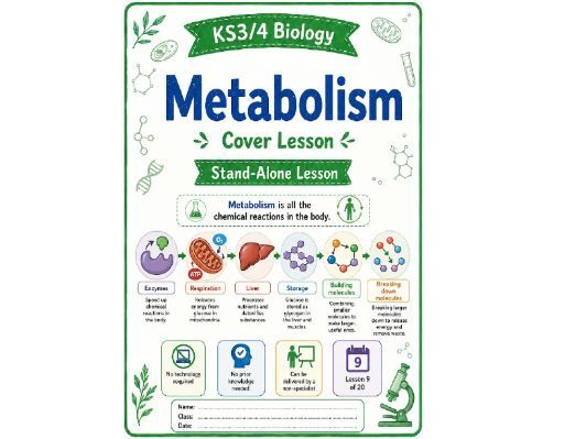 Metabolism cover lesson KS4/3 stand alone lesson