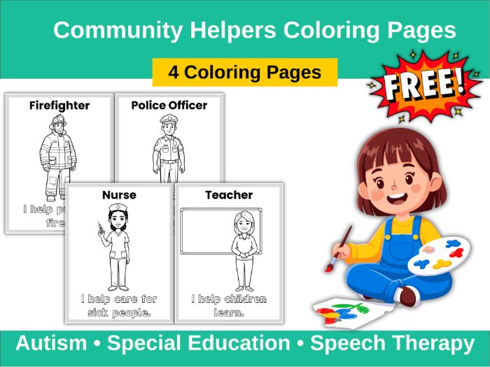 Community Helpers Coloring Pages (Autism)