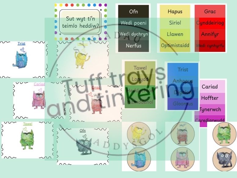 colour monster check in welsh sut wyt ti'n teimlo Foundation phase Curriculum for Wales Early Years