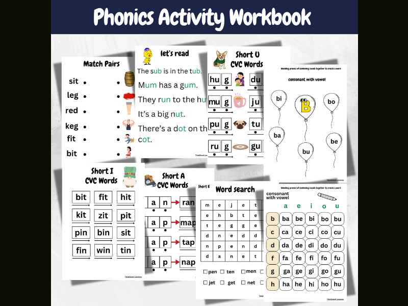 No-Prep Phonics CVC Word Worksheets